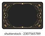 The reverse side of a tarot cards batch, frame with fancy pattern, esoteric and mystic border, sorcery, vector