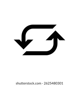 Reverse, swap,  exchange or replace double arrows symbol. Repeat, renew or switch sign. Vector linear icon isolated on white background.