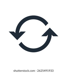 Reverse, swap,  exchange or replace double arrows symbol. Repeat, renew or switch sign. Vector linear icon isolated on white background.
