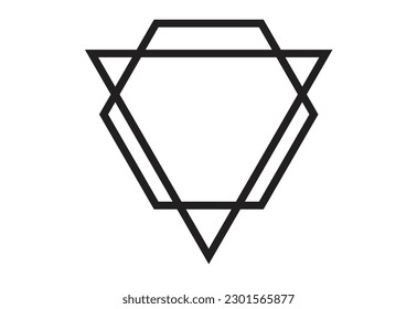 Reverse Triangle on a Hexagon Concept. Editable Clip Art.