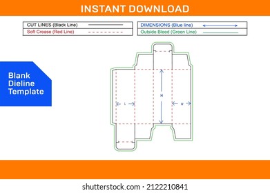 Reverse Tuck End Square Folding Box Dieline Template And 3D Box Design