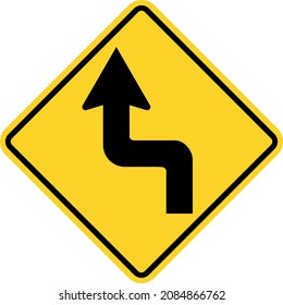 Reverse turn left sign. Traffic signs and symbols.