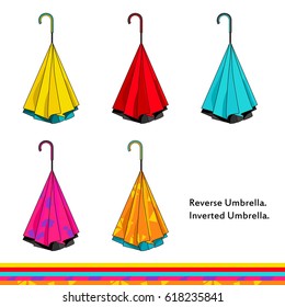 Reverse Umbrella.Inverted Umbrella.Colorful Umbrellas.