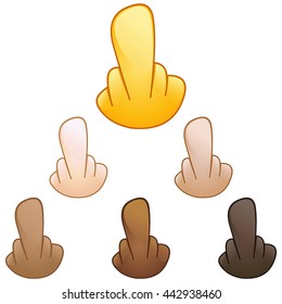 Reversed Hand With Middle Finger Extended Emoji Set Of Various Skin Tones