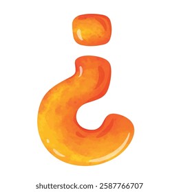 Reversed question mark, upside down question mark illustration vector, hand drawn watercolor painting style
