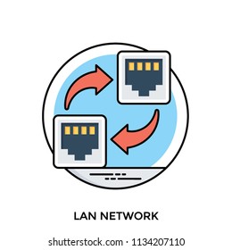 Reversible arrows on a system devices depicting LAN network 