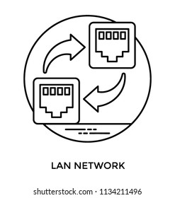 Reversible arrows on a system devices depicting LAN network 