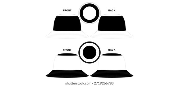 Reversible Bucket Hat Mockup Template Vector