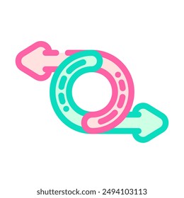 reversible product label caution color icon vector. reversible product label caution sign. isolated symbol illustration