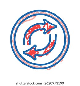 reversible product label caution doodle icon sketch vector. reversible product label caution sign. isolated symbol illustration