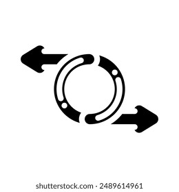 reversible product label caution glyph icon vector. reversible product label caution sign. isolated symbol illustration