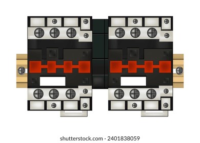contactor magnético inverso aislado en fondo blanco