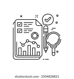 Review Analysis Outline Icon, Vector illustration