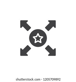 Review arrows vector icon. filled flat sign for mobile concept and web design. Arrows and star button simple solid icon. Symbol, logo illustration. Pixel perfect vector graphics