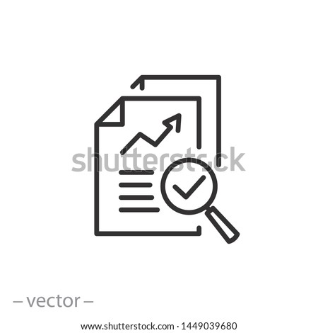 review audit, overview risk icon, verification business, thin line symbol for web and mobile phone on white background - editable stroke vector illustration eps10
