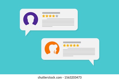 review bubble communication in flat style, vector illustration