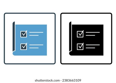 icono de la lista de verificación de revisión. Icono relacionado con Comentarios y revisión. adecuado para sitio web, aplicación, interfaces de usuario, imprimible, etc. Estilo de icono sólido. Diseño de vector simple editable