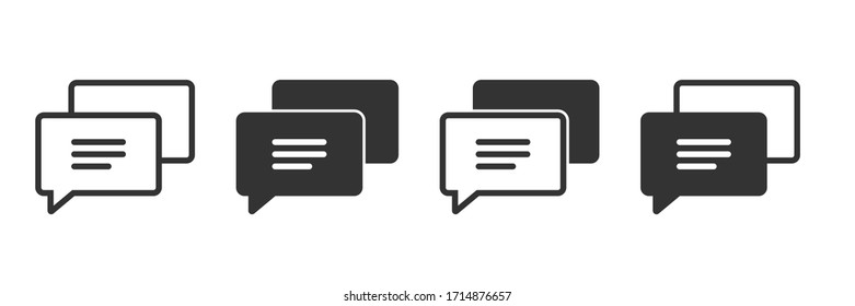 Revisar iconos de comentario en cuatro versiones diferentes en un diseño plano