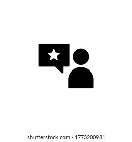 Review costumers vector icon in black flat glyph, filled style isolated on white background