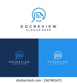 Review Design Logo Or Magnifying Glass With Documents