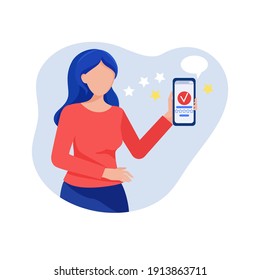 Revisar o enviar comentarios por orden. Comentarios de los clientes. Ilustración vectorial plana.