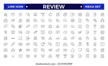 Review ,Feedback, testimonial, customer thin line icons For website marketing design, logo, app, template, ui, etc. 
