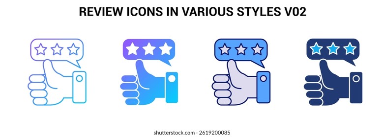 Icono de revisión representado por el símbolo de revisión Azul, degradado, doble tono, estilo de relleno.