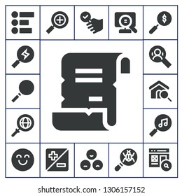 review icon set. 17 filled review icons.  Simple modern icons about  - Feedback, Search, Loupe, Spell, Happy, Zoom, Satisfied, Rate