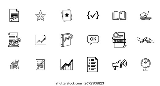Symbolsatz überprüfen. Bearbeitbarer Strich. Für Website-Marketing-Design, App, Vorlage, ui, etc. Vektorgrafik 