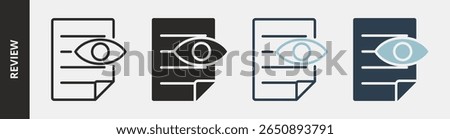 Review Icon Set Multiple Style Collection. Contains Outline, Glyph, Outline Blue and Glyph Blue Style Icons