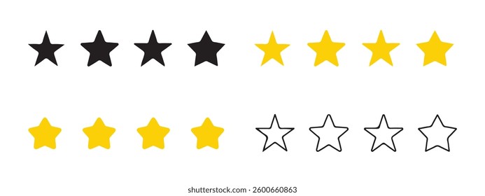 Review icon set. Star icon collection. Different star shapes. Vector illustration eps 10