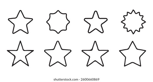 Review icon set. Star icon collection. Different star shapes. Vector illustration eps 10