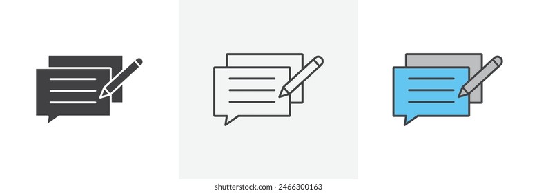 Review Icon Set. Symbols for Writing Positive Comments and Testimonials.
