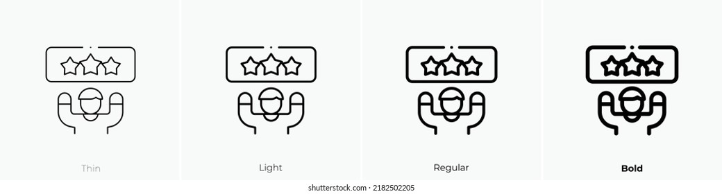 review icon. Thin, Light Regular And Bold style design isolated on white background