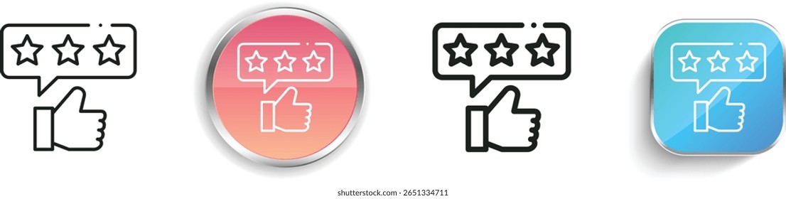 review icon. Thin Linear, Regular and Button Style Design Isolated On White Background