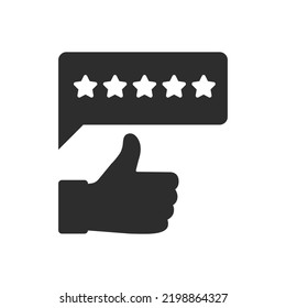Review icon. User rating, thumbs up. Monochrome black and white symbol