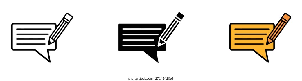 Vector del ícono de revisión. Ilustración vectorial de los procesos de comunicación, escritura, edición y Comentarios.
