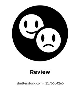 Review icon vector isolated on white background, logo concept of Review sign on transparent background, filled black symbol