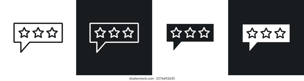 Review icons collection in black and white solid and line style