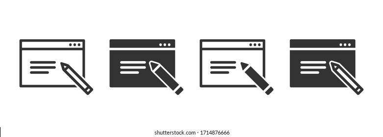 Review icons in four different versions in a flat design