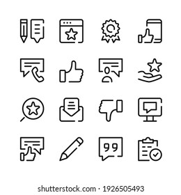 Review icons. Vector line icons. Simple outline symbols set