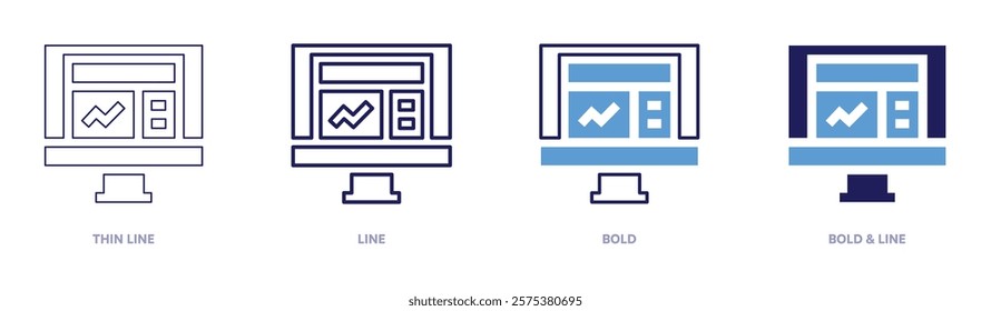 Review insights icon in 4 different styles. Thin Line, Line, Bold, and Bold Line. Duotone style. Editable stroke.