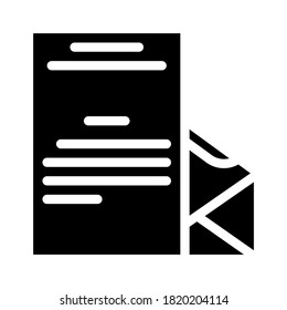 review letter mail glyph icon vector. review letter mail sign. isolated contour symbol black illustration