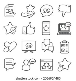 Review line icons set on white background