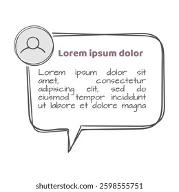 Review, message. Hand-drawn text block. Editable vector illustration for banner, poster, flyer