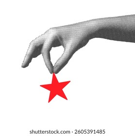 Review with one red star. Hand giving negative feedback, rating, complaint, poor service, bad experience, dissatisfaction, and discontent opinion. Vector illustration Isolated on white background..