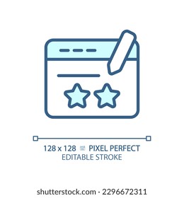 Review pixel perfect RGB color icon. Customer feedback on internet. Leaving opinion about service and product. Isolated vector illustration. Simple filled line drawing. Editable stroke