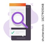 Review quality control, expertise text research content online on phone, digital document file evidence check analysis, article inspect concept, law legal proof information searching or editing vector