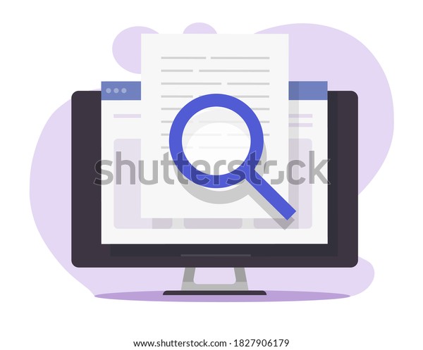 Review quality control, expertise text research
content online on computer pc, digital document file evidence check
analysis, article inspect concept, law legal proof information
searching or editing