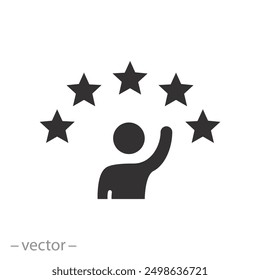 review quality rate icon, loyalty employee, customer satisfaction 5 star, high grade,  flat vector illustration